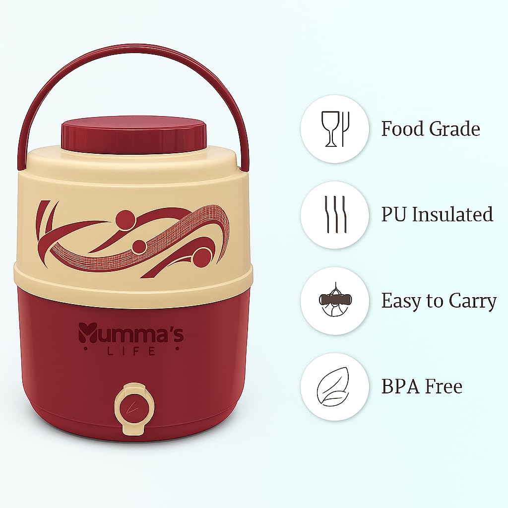 Mumma's LIFE Plastic Water Jug | 1 Piece | Food Grade | Easy to Carry | BPA Free | Ideal for Travel | Picnic | Homes | Office (Blue, 12Litre)