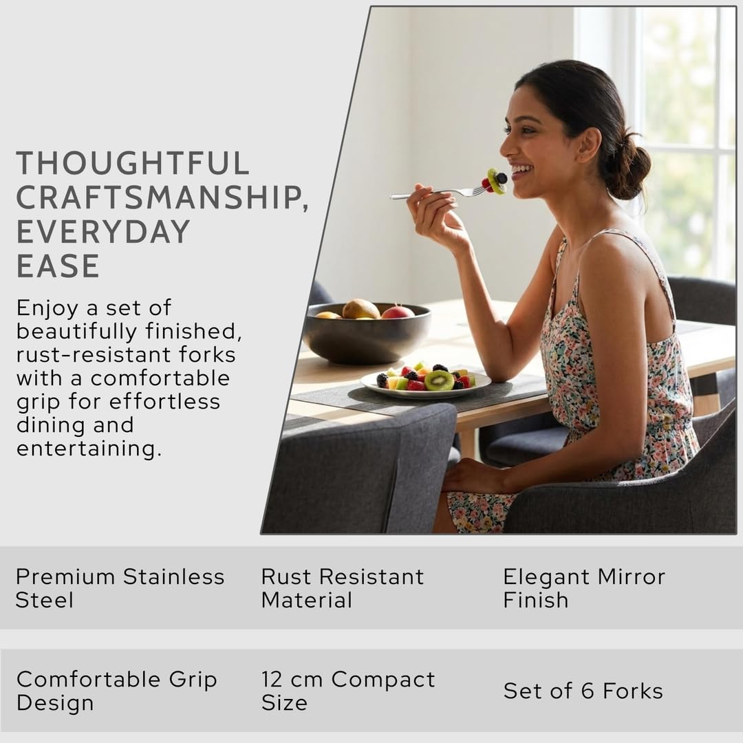 Mumma's LIFE Stainless Steel Forks Set for Home & Kitchen | Silverware | Rust-Proof, Durable & Dishwasher Safe | Modern Style | 12cm x 5cm (Set of 6/12/24)