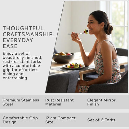 Mumma's LIFE Stainless Steel Forks Set for Home & Kitchen | Silverware | Rust-Proof, Durable & Dishwasher Safe | Modern Style | 12cm x 5cm (Set of 6/12/24)