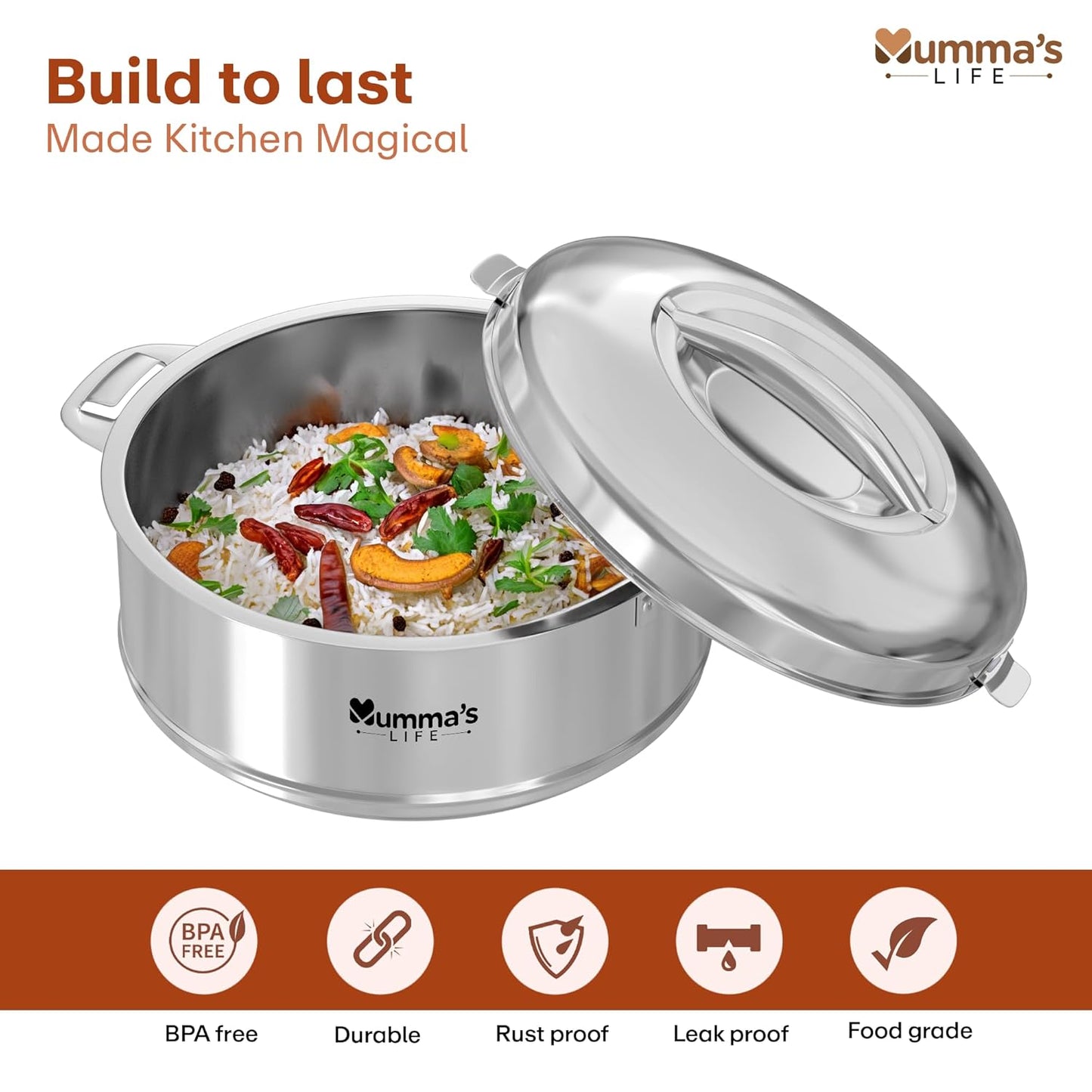 Racer Premium Stainless Steel Casserole - Silver