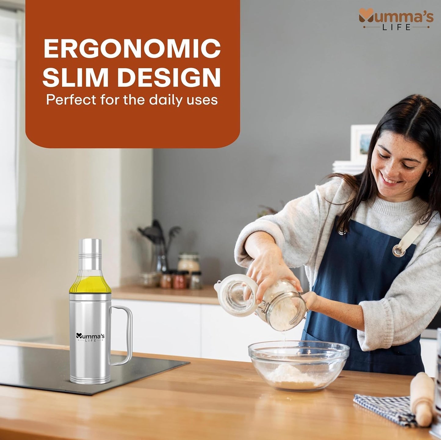 Pour It Stainless Steel Oil Dispenser Bottle with Lid