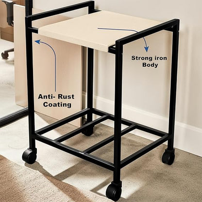 Mumma's LIFE Wooden Inverter Trolley for Home With Wheels Metal Battery Stand Black