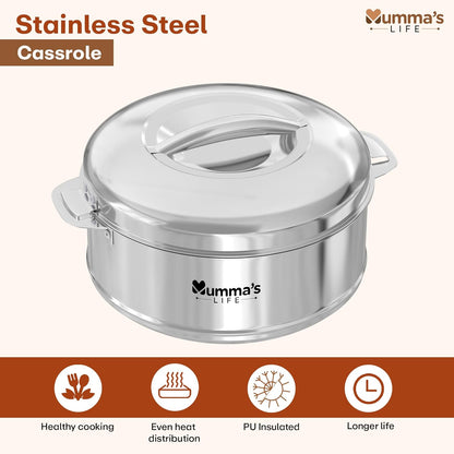 Racer Premium Stainless Steel Casserole - Silver