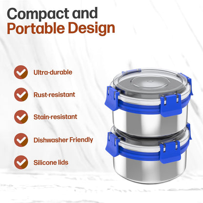 Mumma's LIFE Smart Lock Stainless Steel Storage Containers Airtight Leak Proof BPA Free