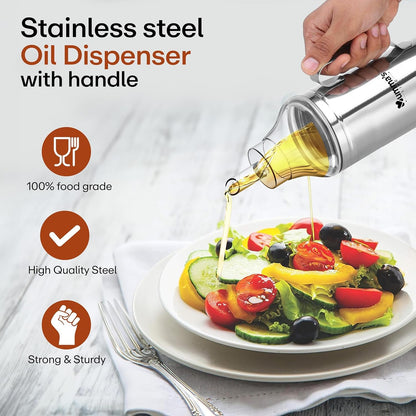 Mumma's LIFE Stainless Steel Oil Dispenser Bottle With Spill Proof Pourer