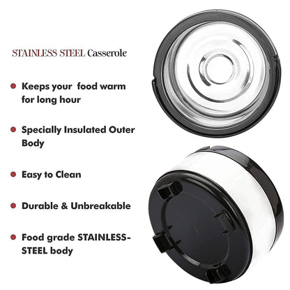 Mumma's Life Non-Stick Stainless Steel Insulated Casserole, Set of 2, Keeps Food Hot for Hours