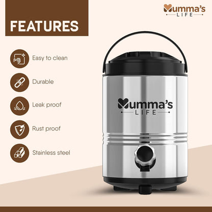 Mumma's LIFE Stainless Steel 7400ml Water Camper/Water Jug Vacuum Insulated Thermo Flask Jug Water Beverage Dispenser (10000)