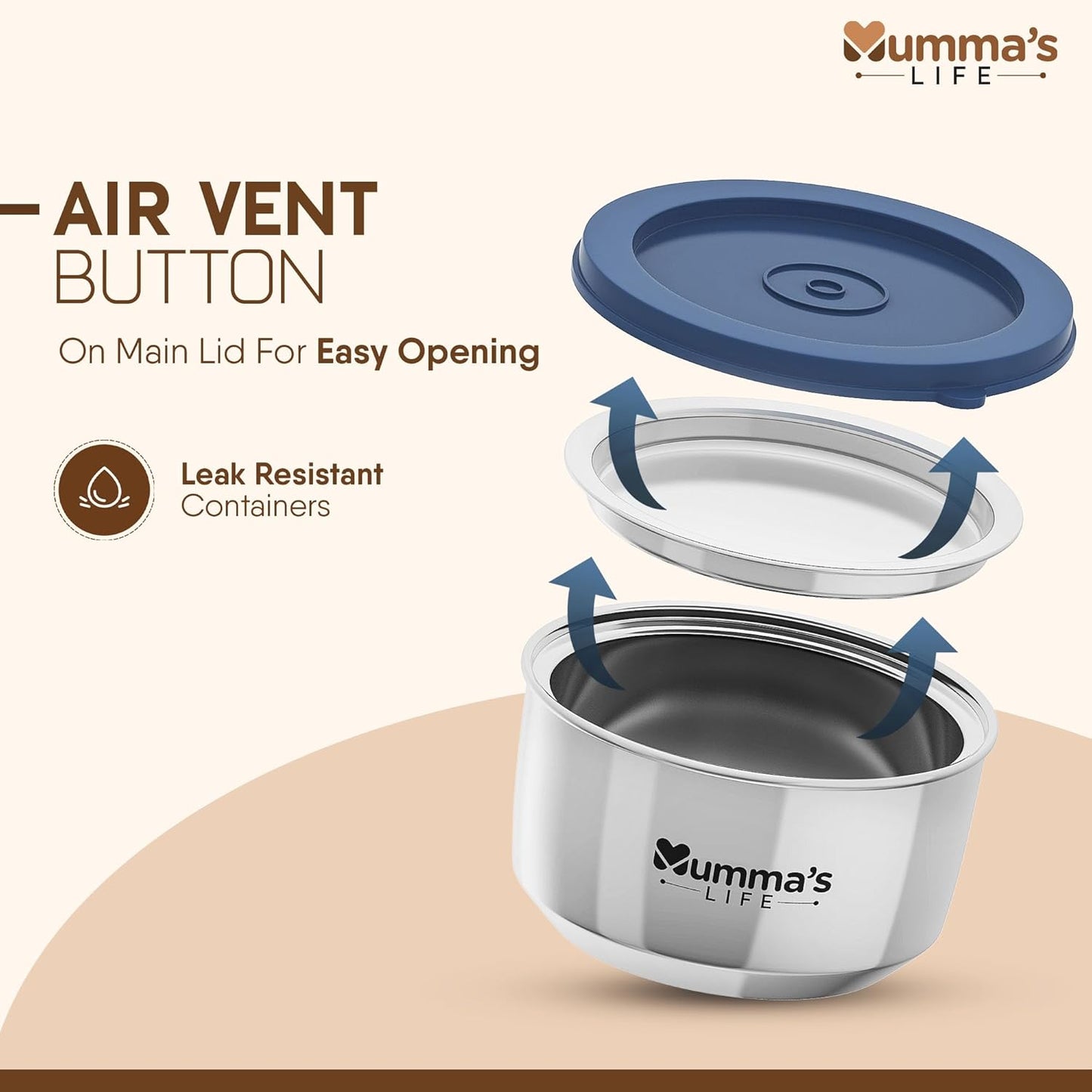 Mumma's LIFE Leak Proof Click And Seal Lock Stainless Steel Storage/Air Tight Tiffin Container/Lunch Container With Lid BPA Free (280 ML) (Pack of 12)