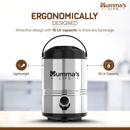 Mumma's LIFE Stainless Steel 7400ml Water Camper/Water Jug Vacuum Insulated Thermo Flask Jug Water Beverage Dispenser (10000)