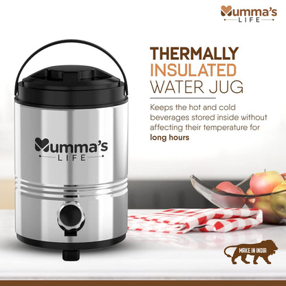 Mumma's LIFE Stainless Steel 7400ml Water Camper/Water Jug Vacuum Insulated Thermo Flask Jug Water Beverage Dispenser (10000)