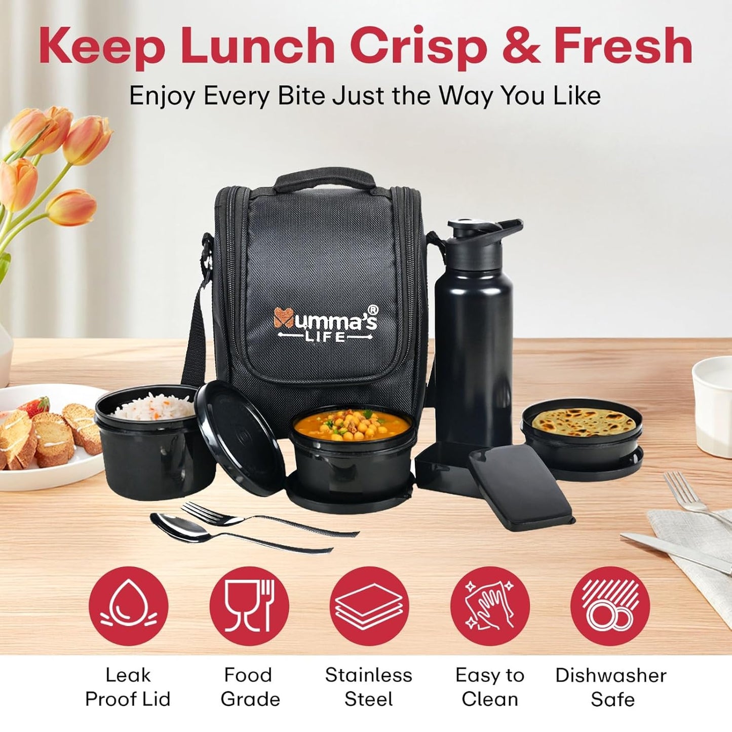 Stainless Steel Lunch Box for Office Use – Microwave Safe 3-Container Set