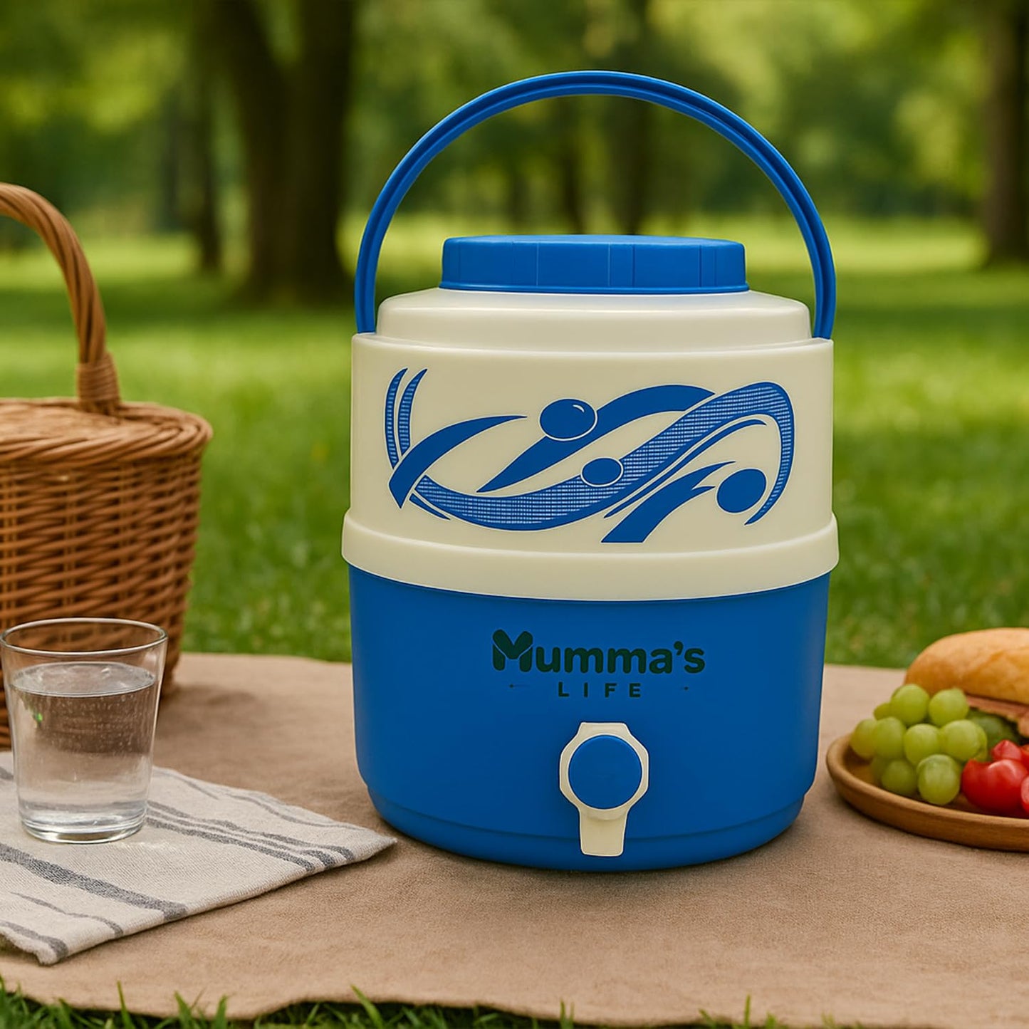 Mumma's LIFE Plastic Water Jug | 1 Piece | Food Grade | Easy to Carry | BPA Free | Ideal for Travel | Picnic | Homes | Office (Blue, 12Litre)