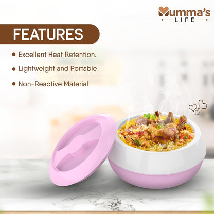 Mumma's LIFE Insulated Casserole Chapati Box with Lid, Keeps Food Hot Up to 6 Hours