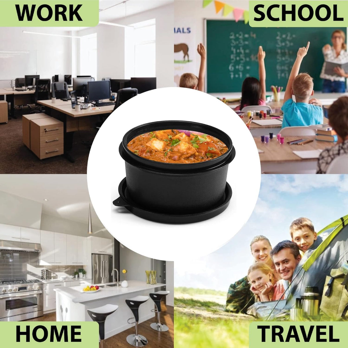 Mumma's LIFE Stainless Steel Lunch Box Range With Microwave Safe Airtight Containers Leak Proof BPA Free Black for Home & Office
