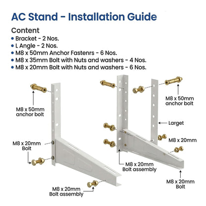Mumma's LIFE Heavy Duty AC Outdoor Unit Stand Rust Proof Iron Wall Mounting Bracket Supports Upto 200kg for Split & Window AC