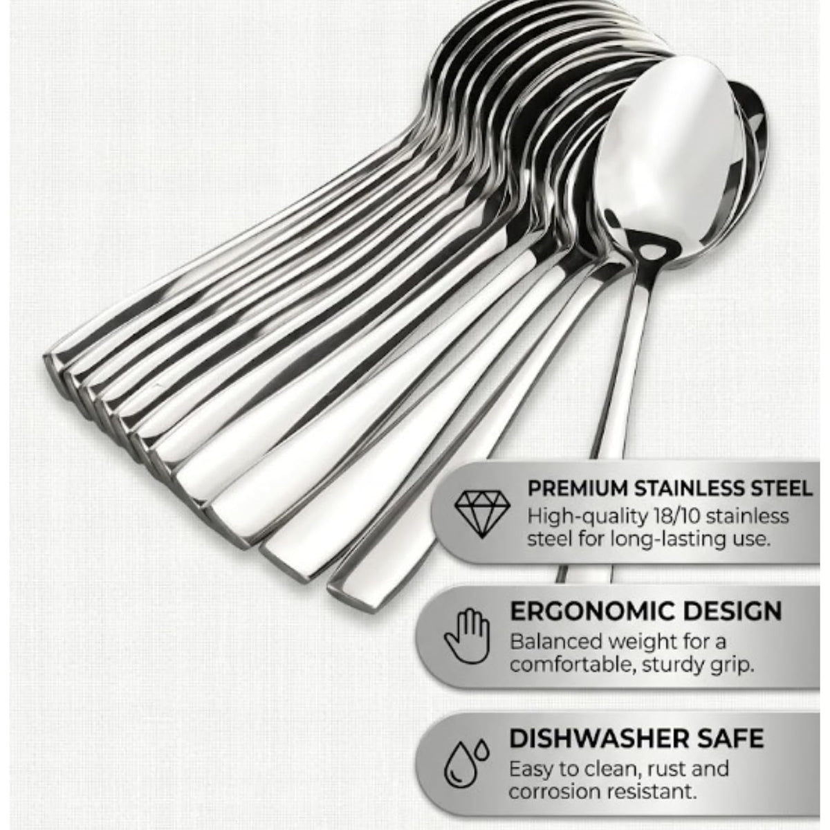 Mumma's LIFE Stainless Steel Tea Spoons Set With Mirror Finish Rust Proof Silver Spoons for Tea Coffee Home Set of 6/12/24