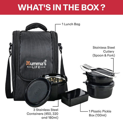 Premium Microwave Safe Lunch Box (Black) Afora