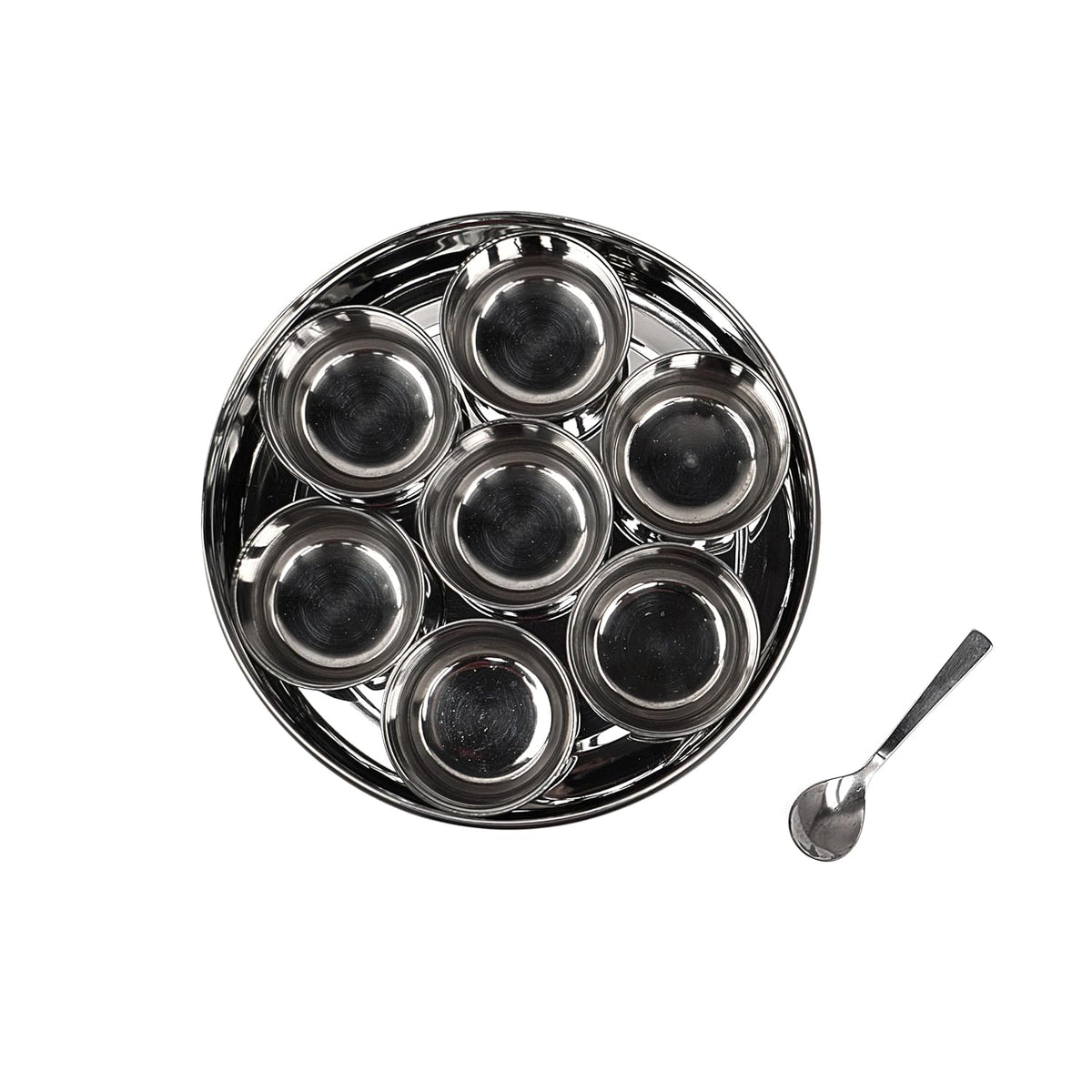 Mumma's LIFE Belly Shape Stainless Steel Masala Box with 7 Bowls and See Through Lid