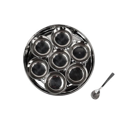Mumma's LIFE Belly Shape Stainless Steel Masala Box with 7 Bowls and See Through Lid