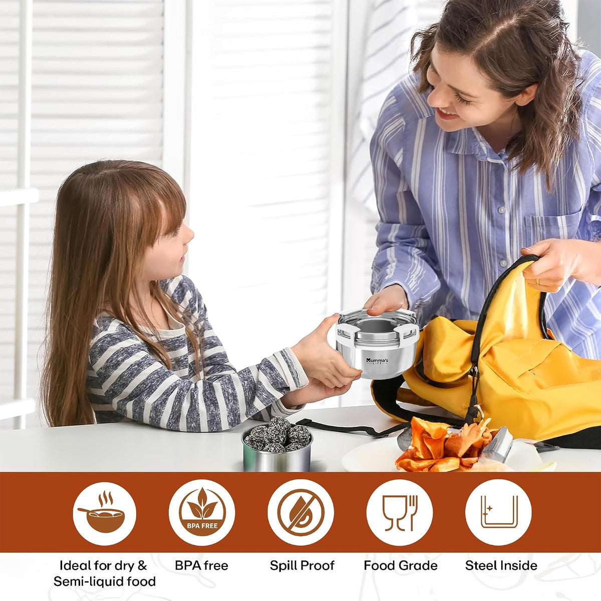 Mumma's LIFE Stainless Steel Storage Containers With Easy Lock Lid Airtight Leak Proof BPA Free