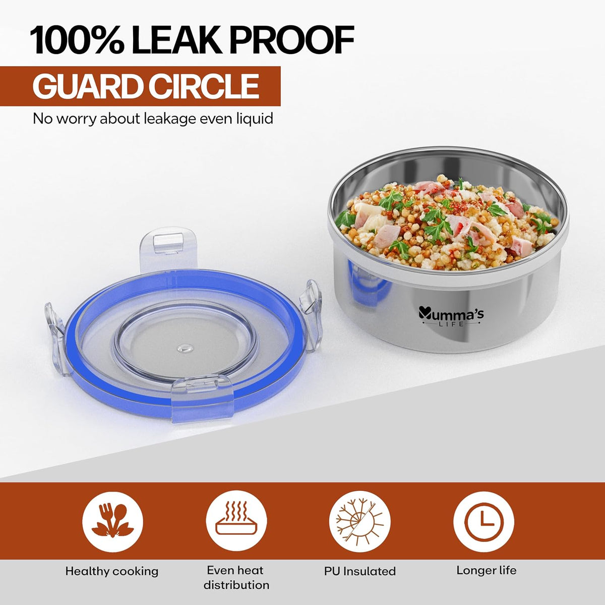 Mumma's LIFE Lich Stainless Steel Storage Containers Airtight Leak Proof BPA Free