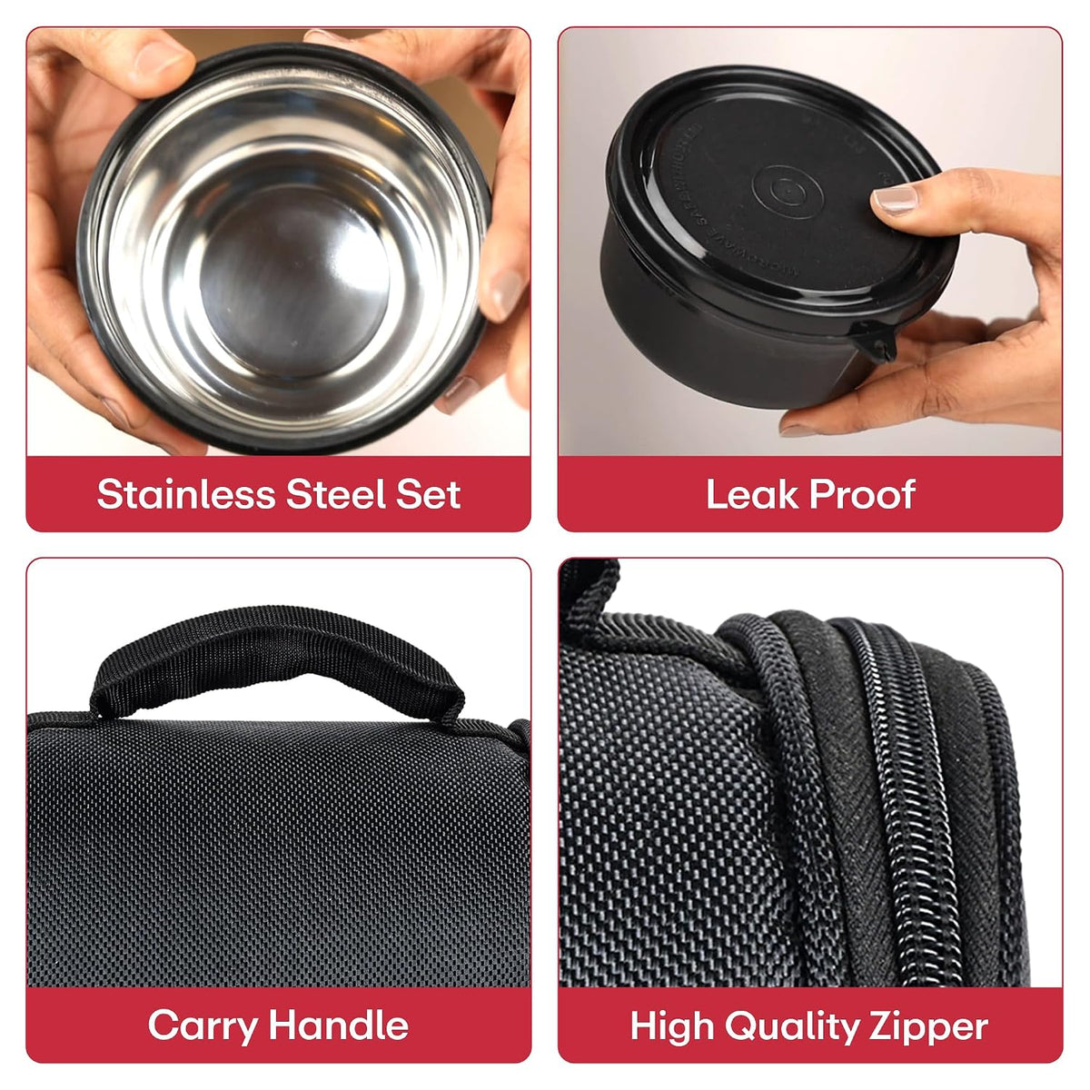 Premium Microwave Safe Lunch Box (Black) Afora
