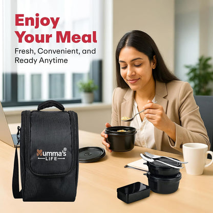 Premium Microwave Safe Lunch Box (Black) Afora