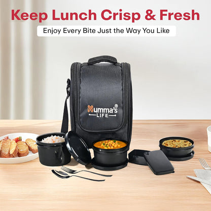 Premium Microwave Safe Lunch Box (Black) Afora