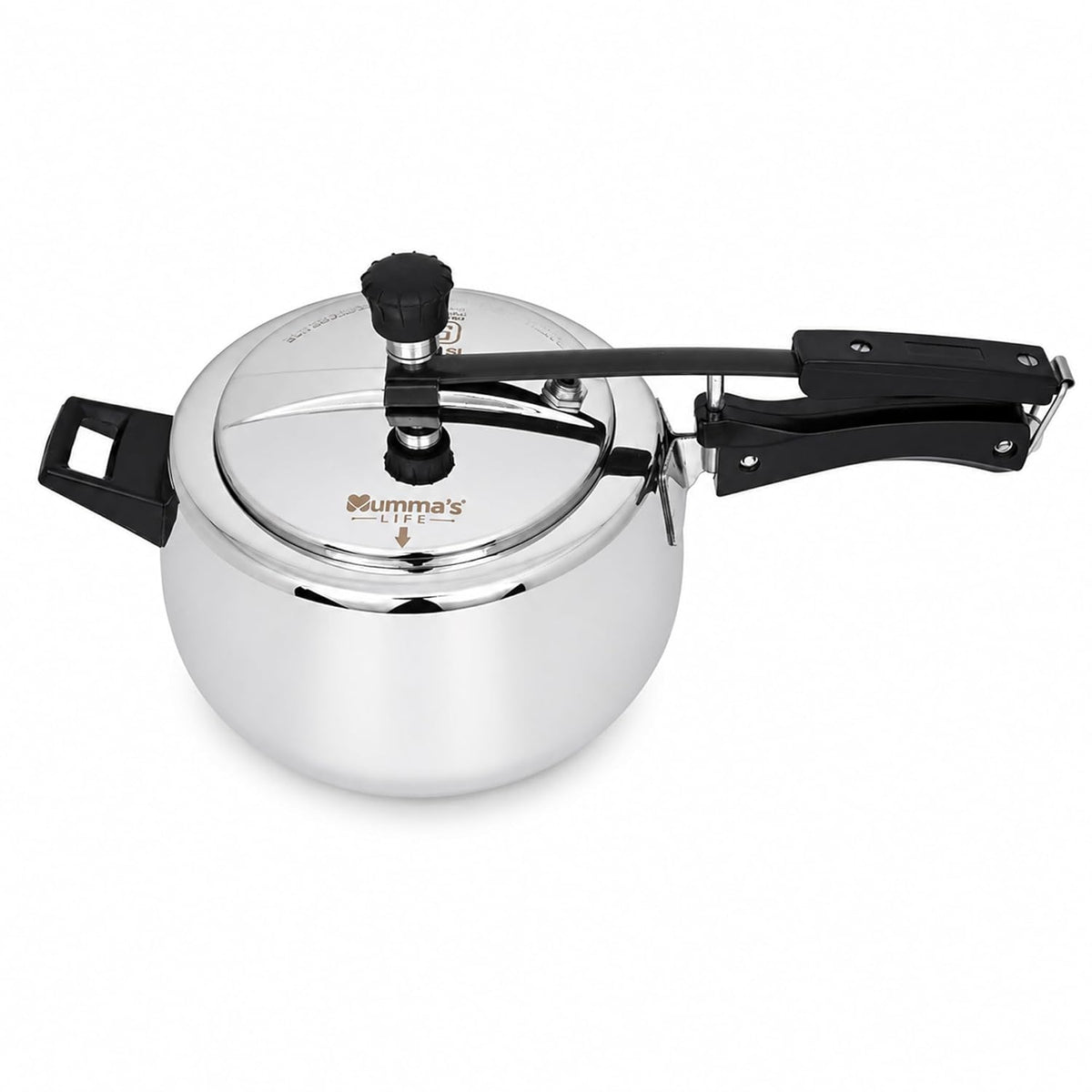 Heavy-Duty Silver Pressure Cooker with Inner Lid