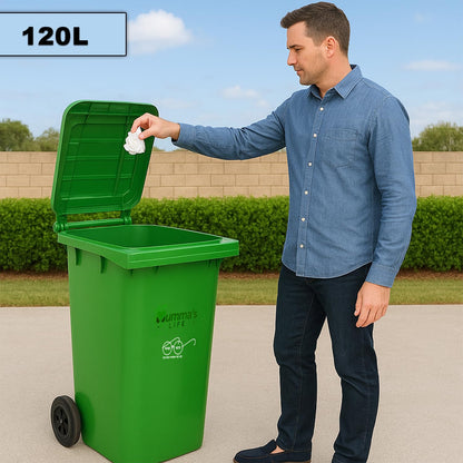 Mumma's LIFE Plastic Manual Lift 120 Ltr Wheel Garbage Dustbin with Lid and Wheels (Green, Red, Blue)