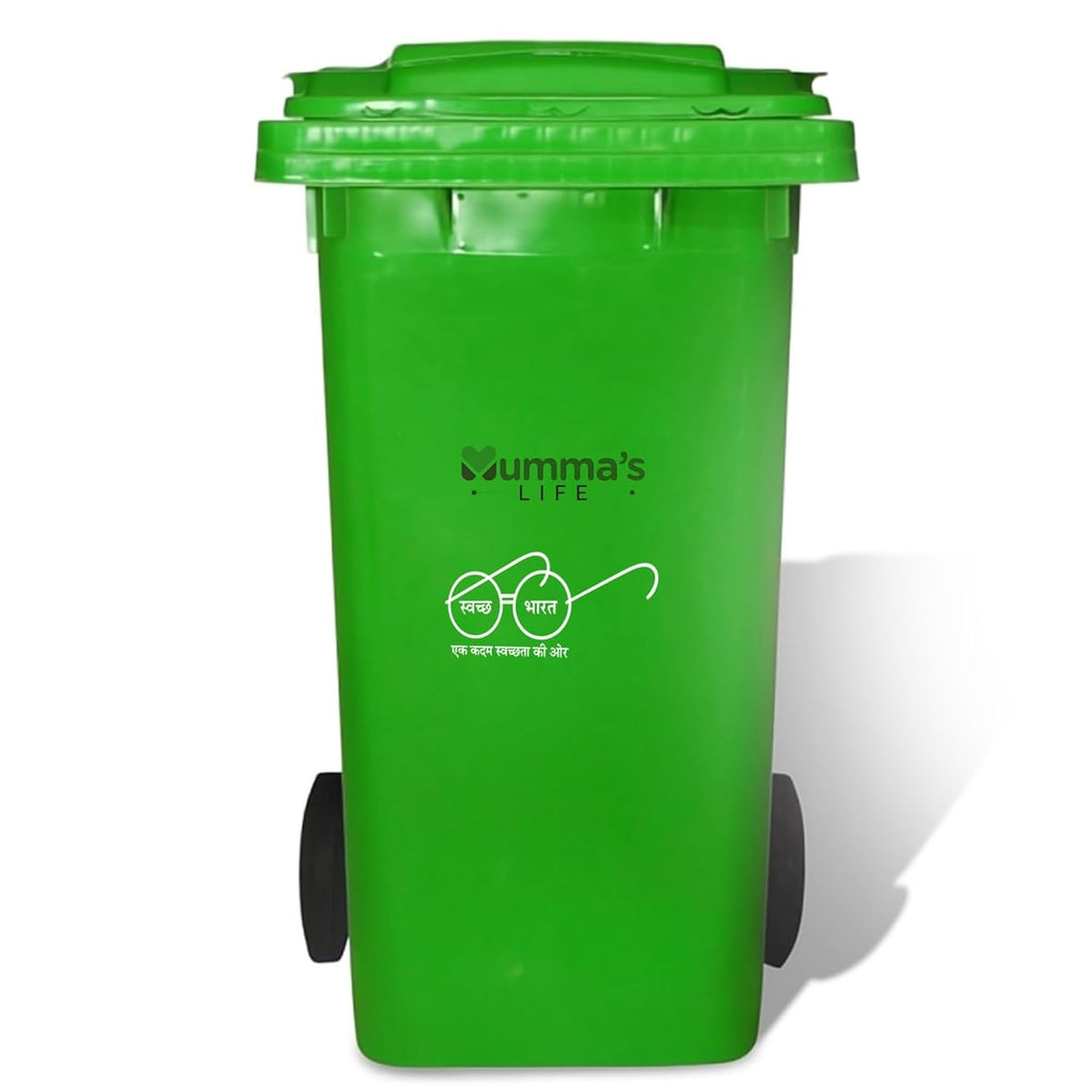 Mumma's LIFE Plastic Manual Lift 120 Ltr Wheel Garbage Dustbin with Lid and Wheels (Green, Red, Blue)