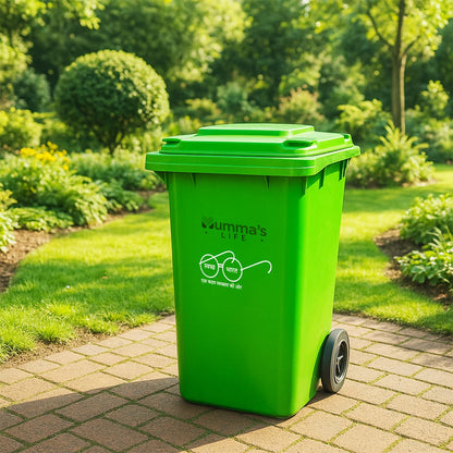 Mumma's LIFE Plastic Manual Lift 120 Ltr Wheel Garbage Dustbin with Lid and Wheels (Green, Red, Blue)