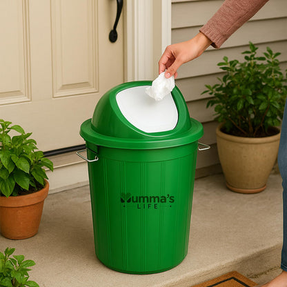 Mumma's LIFE Plastic Swing Lid Dustbin for Home | Garbage and Waste Dustbin, 30 Litres, Green