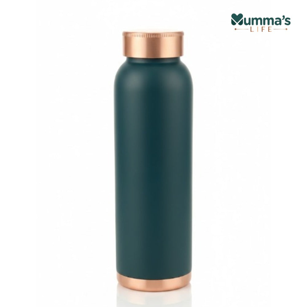 Mumma's Life Pure Copper Water Bottle – Premium Matte Green Finish | Leak-Proof Ayurvedic Copper Vessel for Immunity, Digestion & Detox | Stylish 1 Litre Reusable Flask for Gym, Yoga, Office & Home