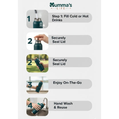 Mumma's Life Pure Copper Water Bottle – Premium Matte Green Finish | Leak-Proof Ayurvedic Copper Vessel for Immunity, Digestion & Detox | Stylish 1 Litre Reusable Flask for Gym, Yoga, Office & Home