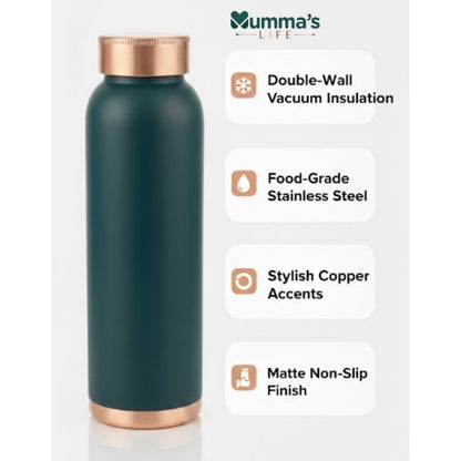 Mumma's Life Pure Copper Water Bottle – Premium Matte Green Finish | Leak-Proof Ayurvedic Copper Vessel for Immunity, Digestion & Detox | Stylish 1 Litre Reusable Flask for Gym, Yoga, Office & Home