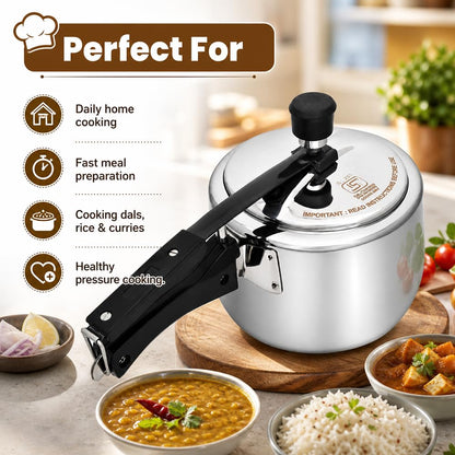 Mumma's LIFE Triply Stainless Steel Pressure Cooker 3L | ISI Certified | Gas & Induction Compatible (Silver)