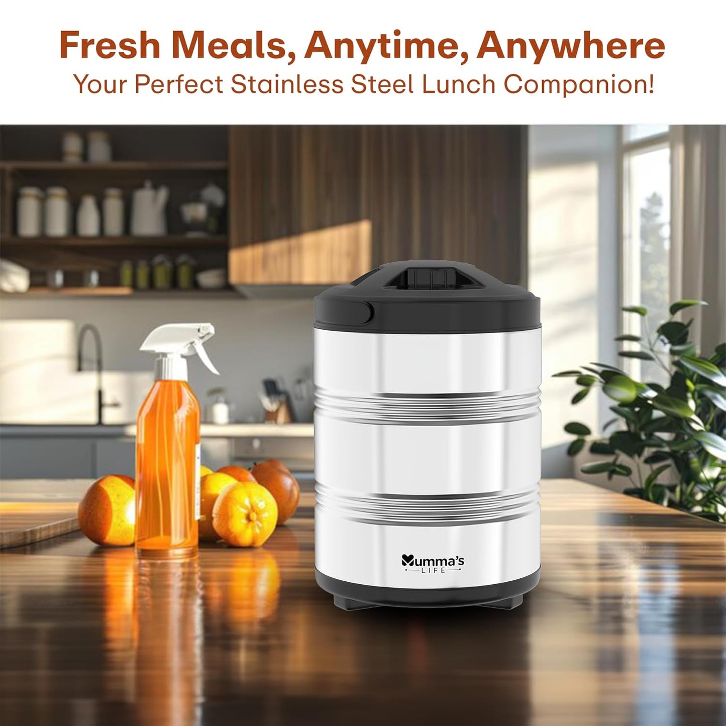 Stainless Steel Tiffin Box for Office | Lunch Box Set | Multipurpose Steel Lunch Box with Silver Finish (Silver)