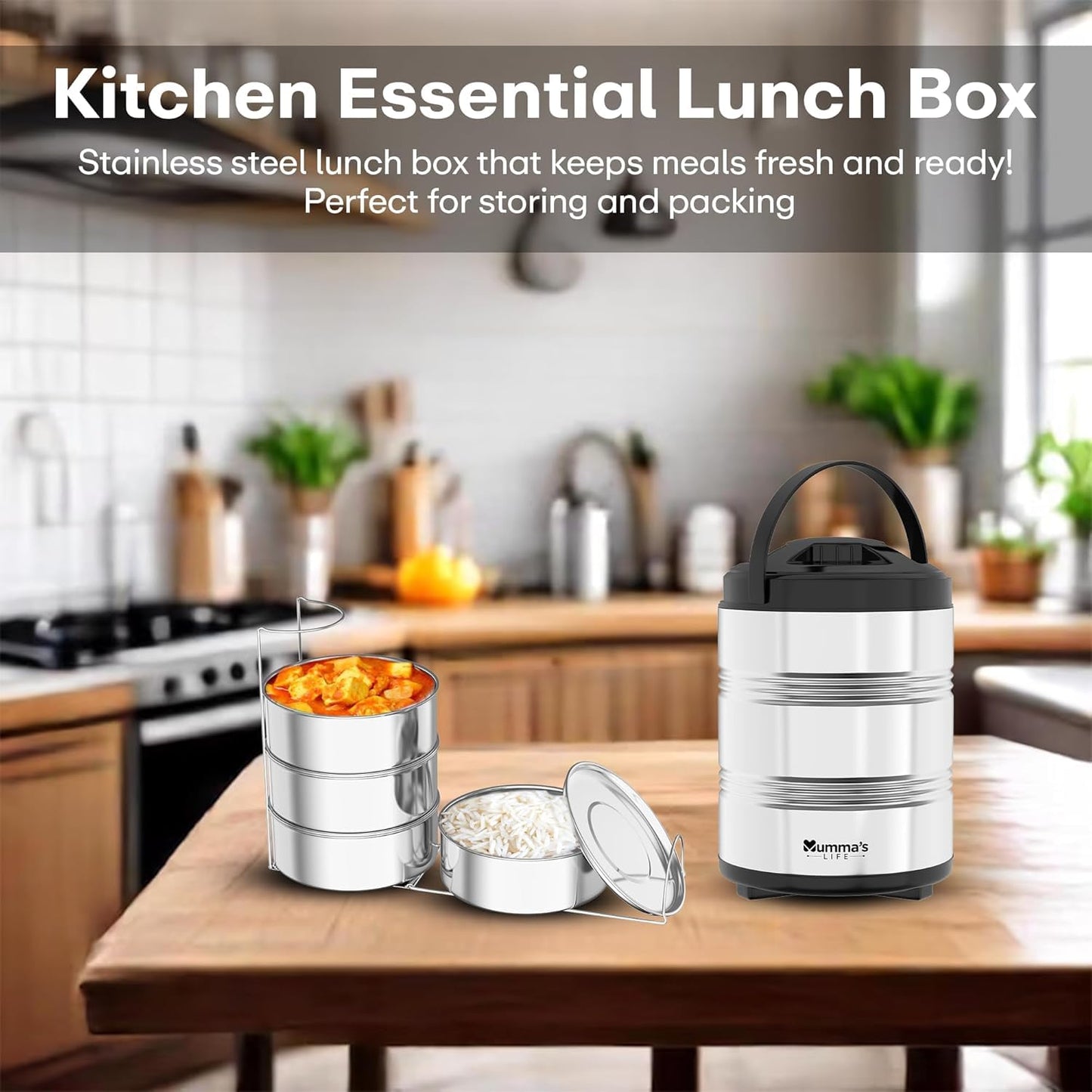 Stainless Steel Tiffin Box for Office | Lunch Box Set | Multipurpose Steel Lunch Box with Silver Finish (Silver)