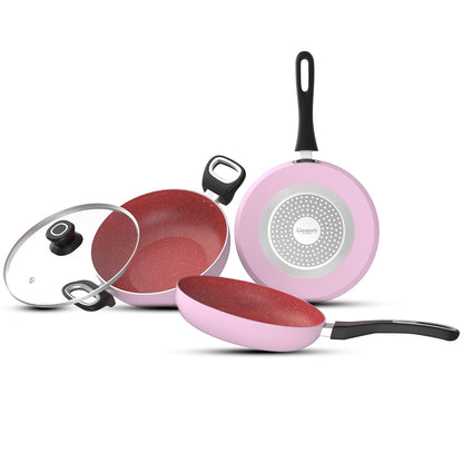 Mumma's LIFE Non Stick Aluminium Cookware Set of 6, Dosa Tawa, Kadai with Glass Lid, Frying Pan